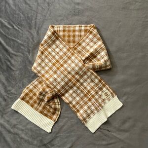 Timberland Brown and Cream Plaid Scarf - Cozy, Winter